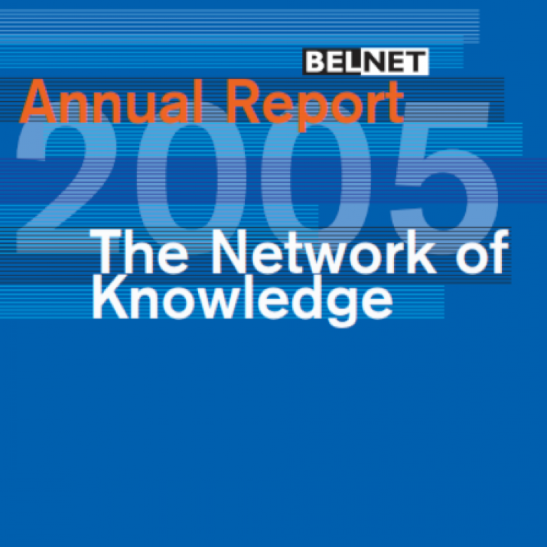 Cover of the 2005 annual report with a blue background and colorful lines.