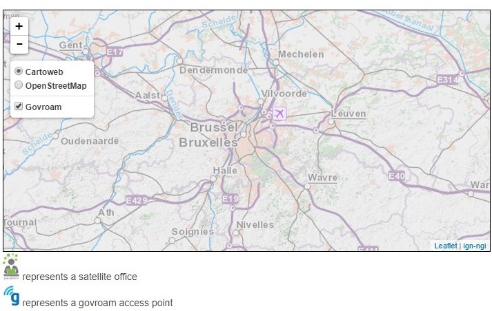 Kaart waarop gebruikers alle locaties kunnen terugvinden waar govroam beschikbaar is