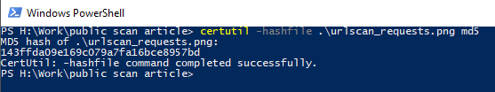 Command in Powershell to obtain the hash of a file