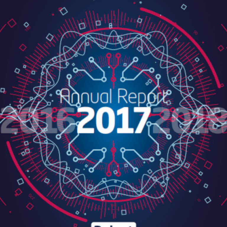 Cover of the 2017 annual report. Abstract image representing network connections.