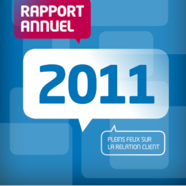 Couverture du rapport annuel 2011 représentant un phylactère rectangulaire dans lequel se trouve le nombre 2011.